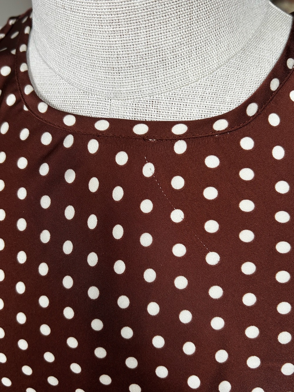 Christian Lacroix Satin Maxi Dress Brown/White Polka Dots Small Quiet Luxury - Picture 5 of 9